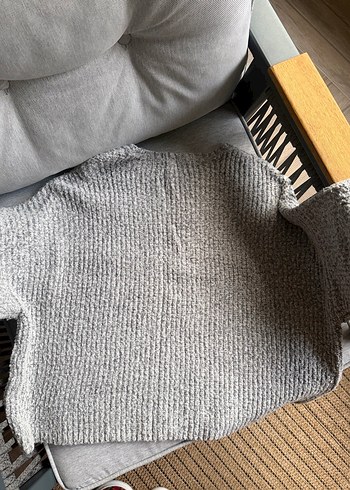 Nakışlı Gri Örgü Kadın Kazak - Görsel 4