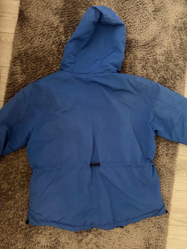 Düğmeli fermuarlı Mavi Kapüşonlu Kadın mont - Görsel 3