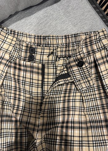 Kadın Ekose Desenli Pilili Pantolon - Görsel 3