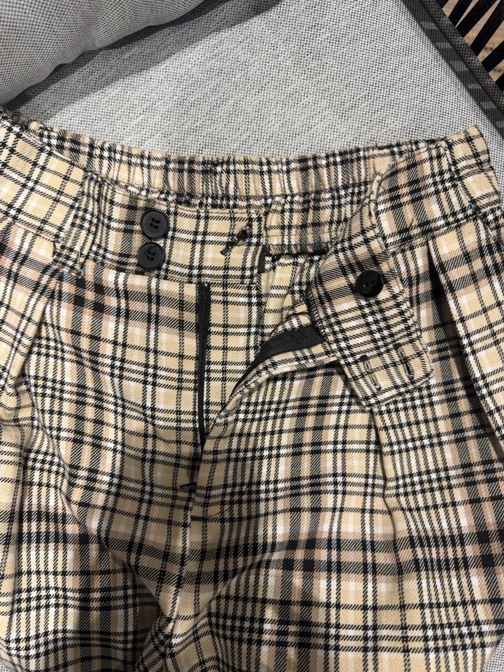 Kadın Ekose Desenli Pilili Pantolon - Görsel 3