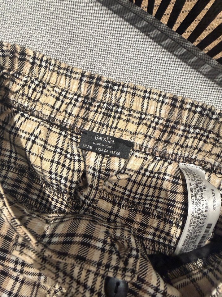 Kadın Ekose Desenli Pilili Pantolon - Görsel 2