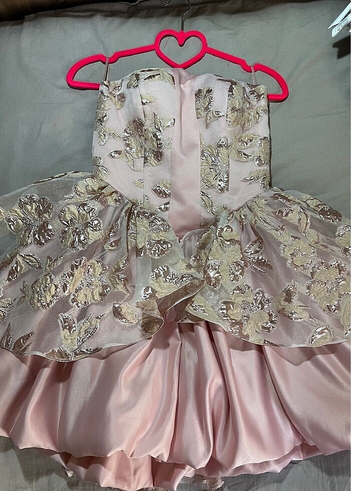 Tangül&Aliş straplez pembe mini elbise - Görsel 3