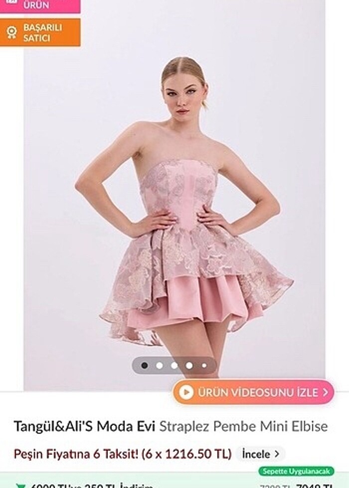 Tangül&Aliş straplez pembe mini elbise - Görsel 2