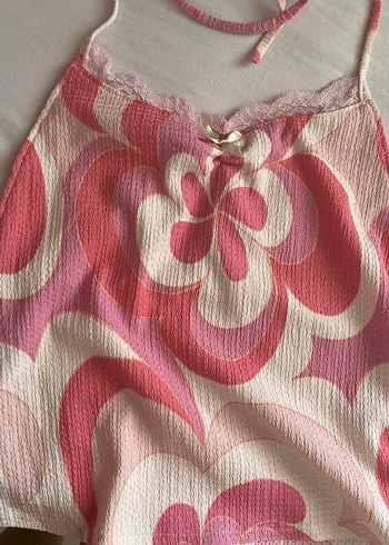 Pembe Bohem Kız Bluzu Dantel Detaylı