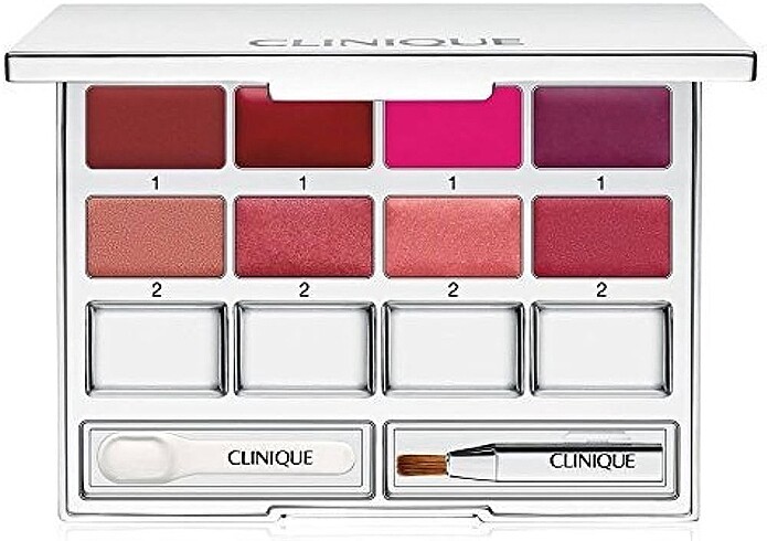 Clinique Pretty Easy Lip Palette 8 Colors Brush Spatula Mirrored