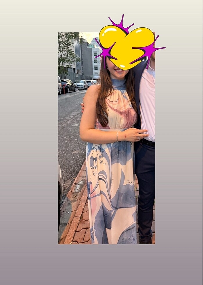 Çok renkli şifon elbise - Görsel 3