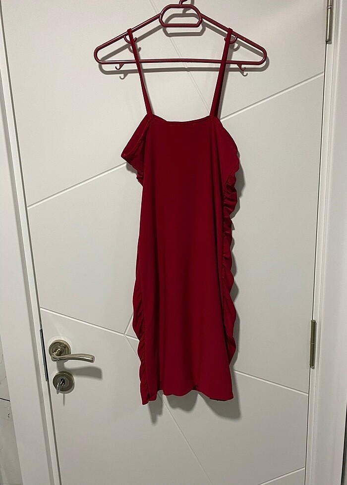 Drapeli mini elbise - Görsel 5