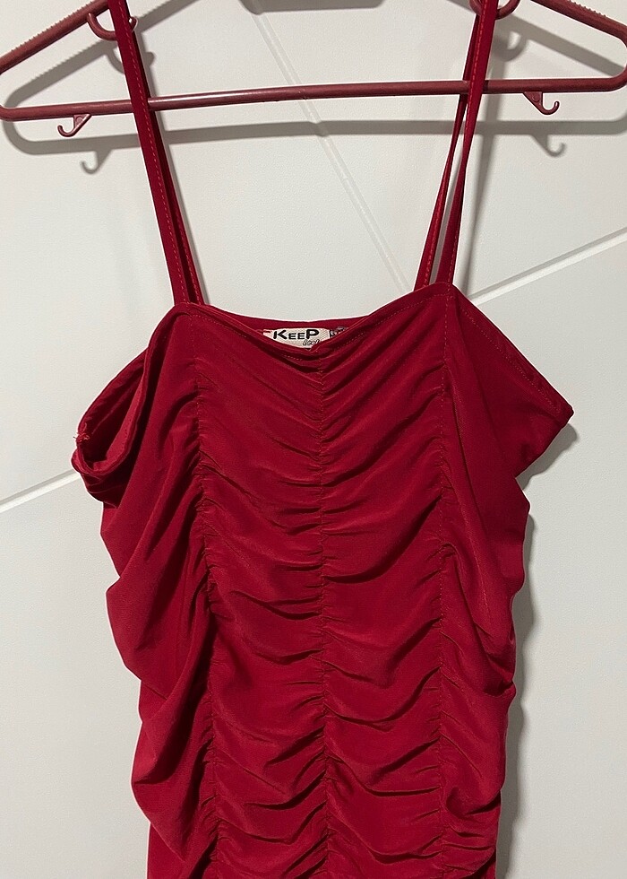 Drapeli mini elbise - Görsel 3