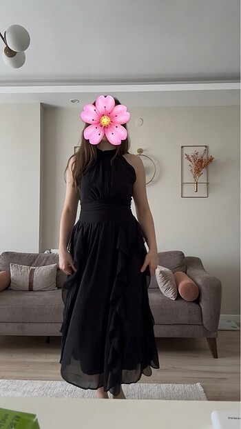 Siyah şifon abiye - Görsel 2