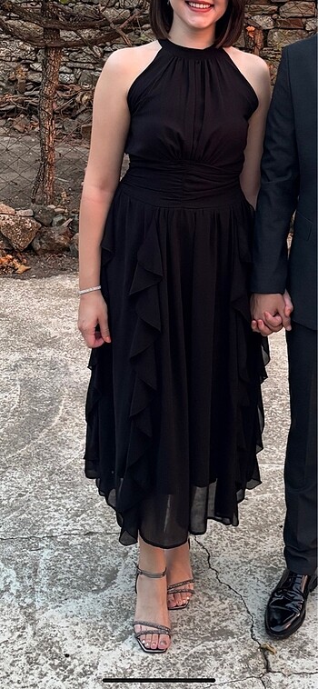 Siyah şifon abiye - Görsel 4