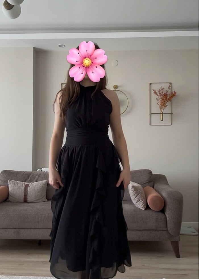 Siyah şifon abiye - Görsel 2