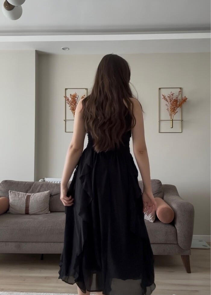 Siyah şifon abiye - Görsel 3