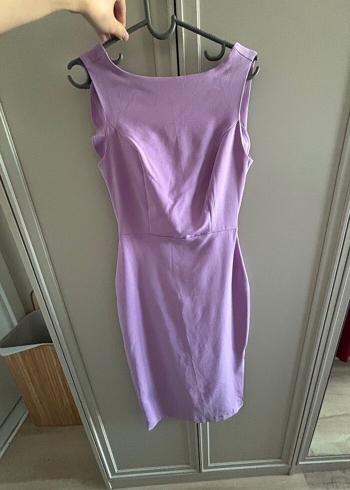 Lila kalem midi elbise - Görsel 2