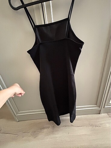 Siyah mini ip askı elbise - Görsel 3