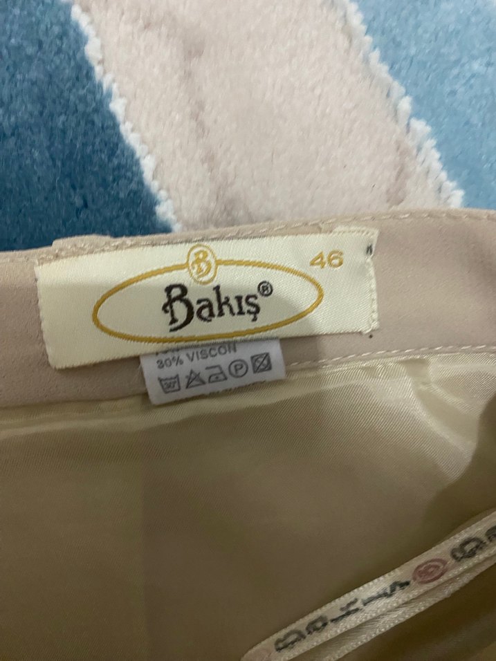 Bej Keten Pilili Uzun Etek - Görsel 3