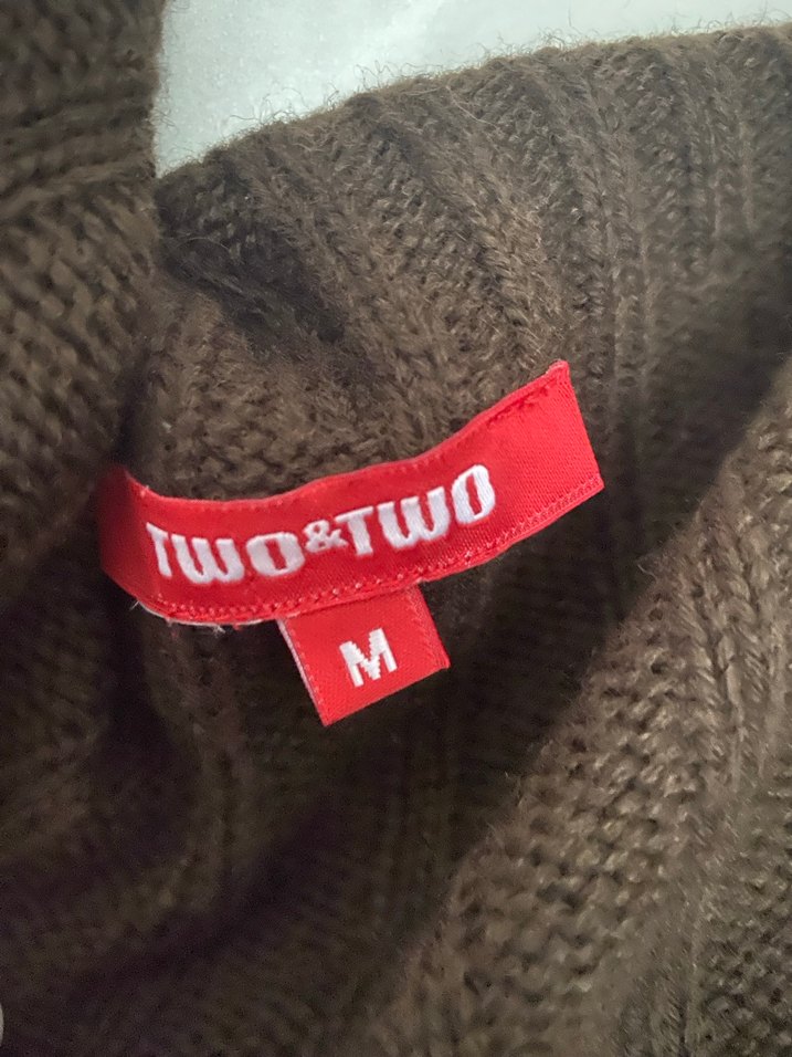 Düğmeli Uzun Kahverengi Yün Hamile Kabanı - Görsel 2