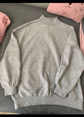 Gri Kadın Keten Sweatshirt - Görsel 3