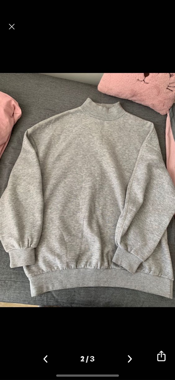 Gri Kadın Keten Sweatshirt - Görsel 3