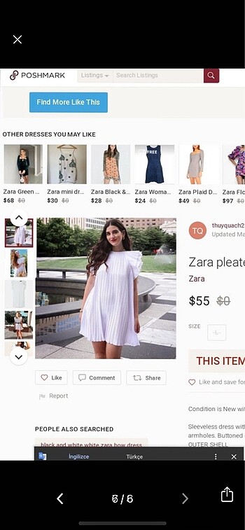 xs Beden beyaz Renk Zara beyaz elbise