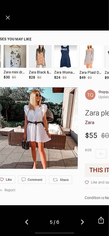 Zara Zara beyaz elbise