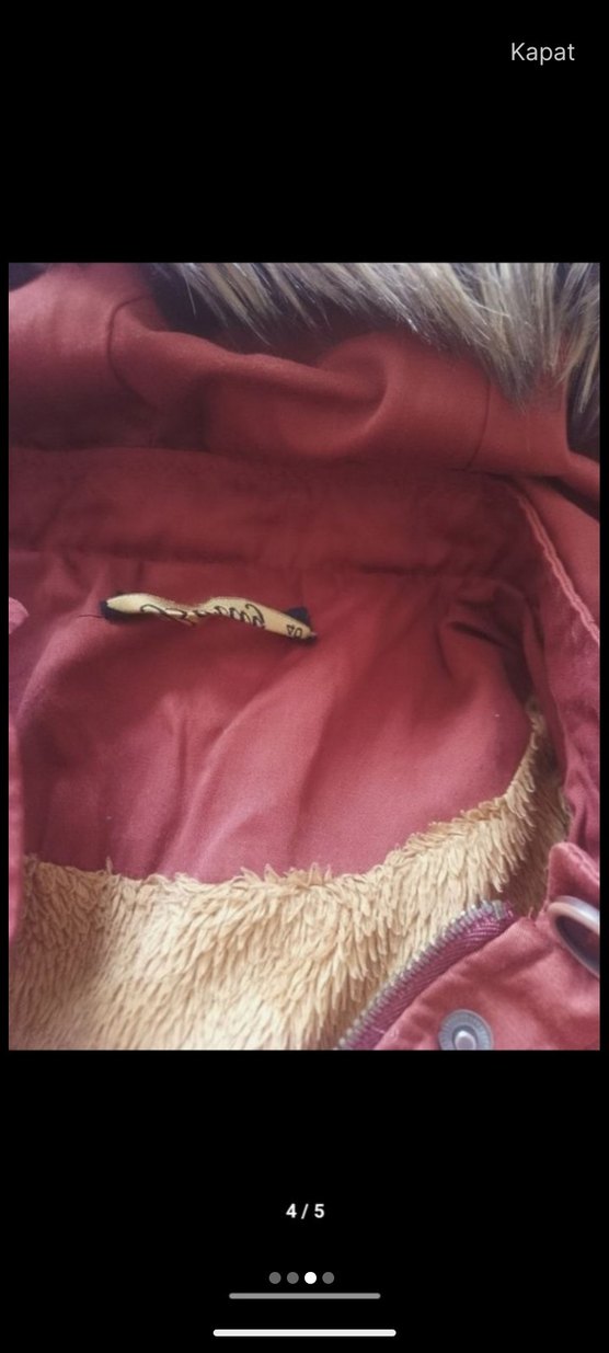 Kahverengi Uzun Kadın Mont Kürklü Kapüşonlu - Görsel 2