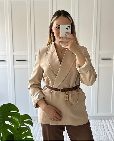 Ekru oversize blazer ceket