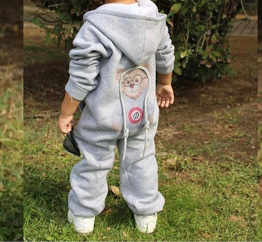 Kalın şardonlu pamuklu penye tulum - Görsel 4