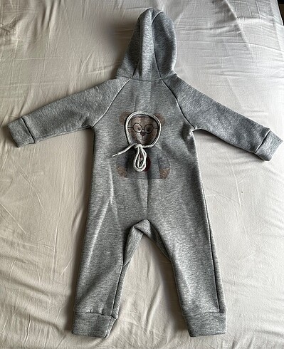 Kalın şardonlu pamuklu penye tulum - Görsel 3