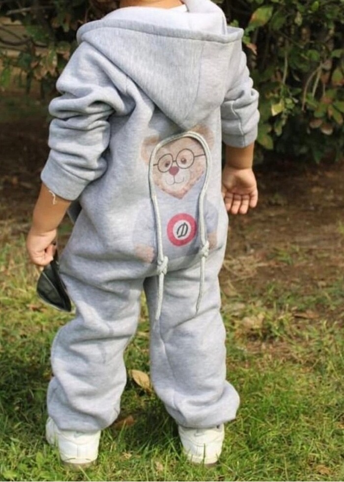 Kalın şardonlu pamuklu penye tulum - Görsel 4