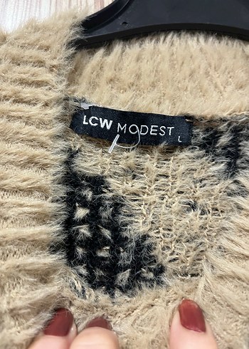 Kahverengi Zebra Desenli Uzun Yumuşak Kazak - Görsel 2