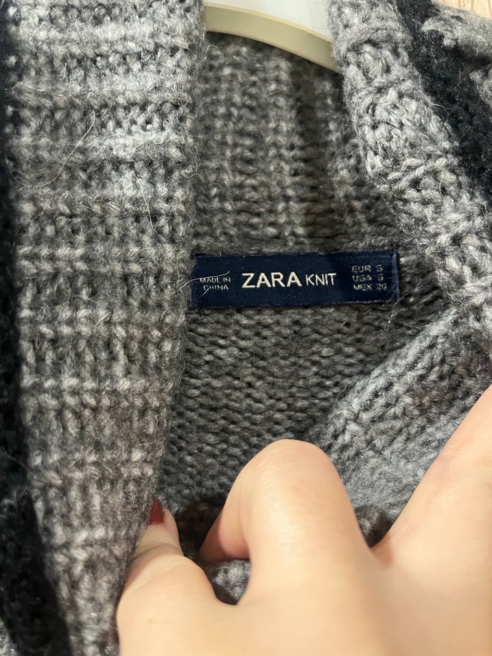 Gri Boğazlı Triko Kadın Kazak - Görsel 2