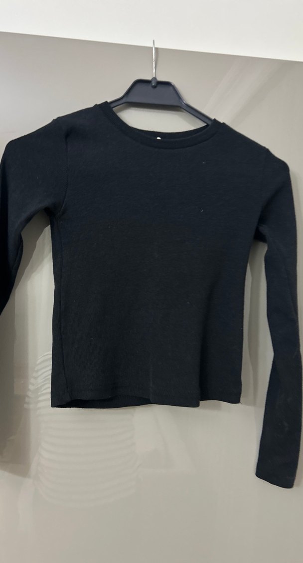 Siyah Uzun Kollu Basic Kadın Kazak - Görsel 2