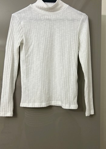Beyaz Yüksek Yaka Triko Kadın Kazak - Görsel 8