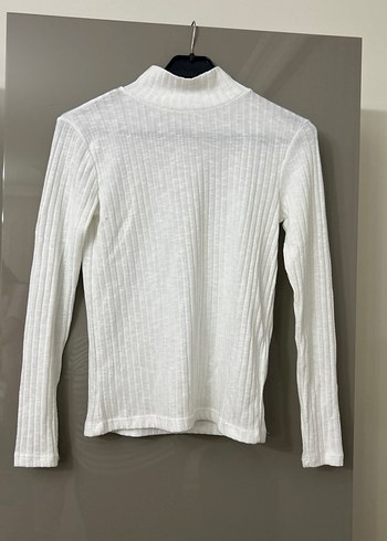 Beyaz Yüksek Yaka Triko Kadın Kazak - Görsel 2