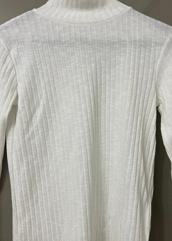 Beyaz Yüksek Yaka Triko Kadın Kazak - Görsel 3