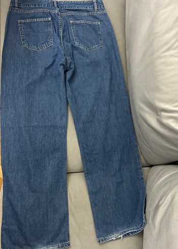 Kadın Mavi Bol Kesim Midi Kot Pantolon - Görsel 9