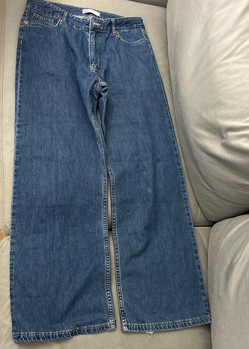 Kadın Mavi Bol Kesim Midi Kot Pantolon - Görsel 7