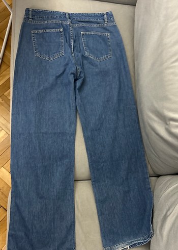 Kadın Mavi Bol Kesim Midi Kot Pantolon - Görsel 8