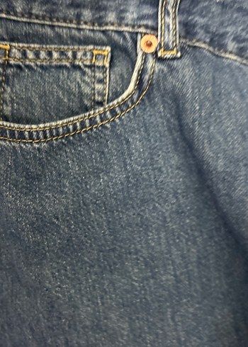 Kadın Mavi Bol Kesim Midi Kot Pantolon - Görsel 5