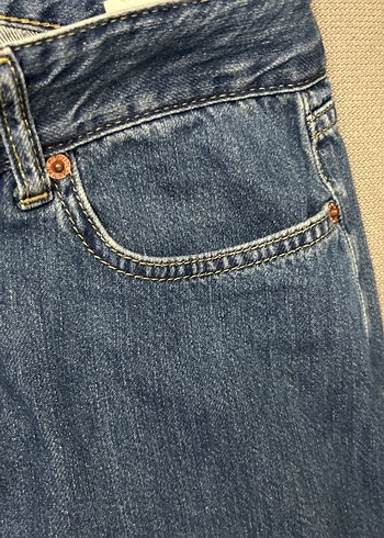 Kadın Mavi Bol Kesim Midi Kot Pantolon - Görsel 6