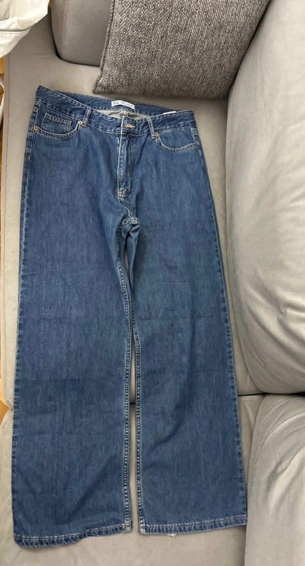 Kadın Mavi Bol Kesim Midi Kot Pantolon - Görsel 2