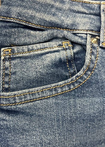 Mavi Midi Uzunlukta Rahat Kesim Kadın Kot Etek - Görsel 6