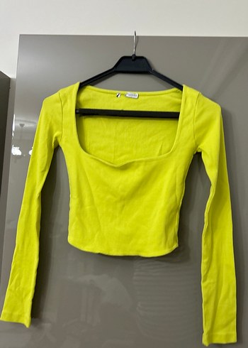 Sarı V Yaka Uzun Kollu Mini Kadın Bluz - Görsel 7