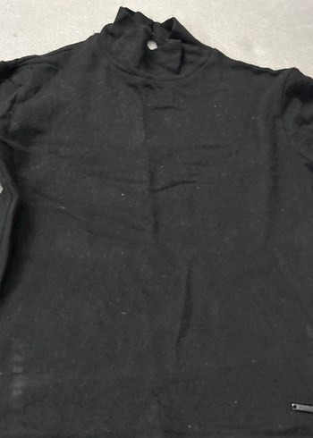 Uzun Kollu Siyah Yüksek Yaka Kadın Kazak - Görsel 2