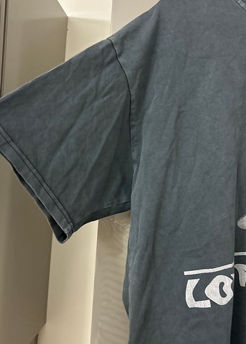 Gri Baskılı Erkek Keten Tişört - Görsel 4