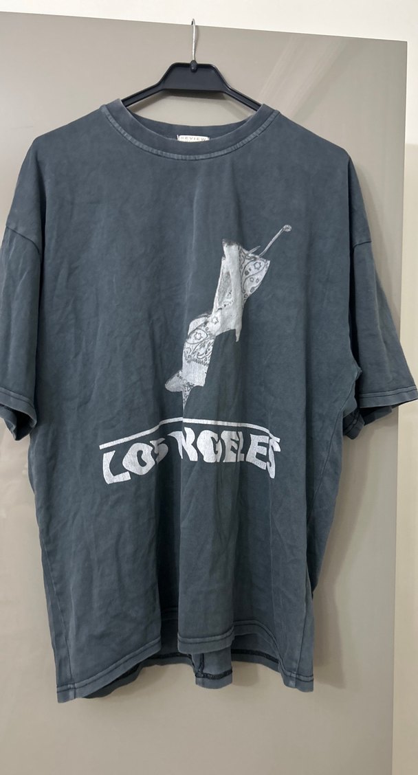 Gri Baskılı Erkek Keten Tişört - Görsel 2