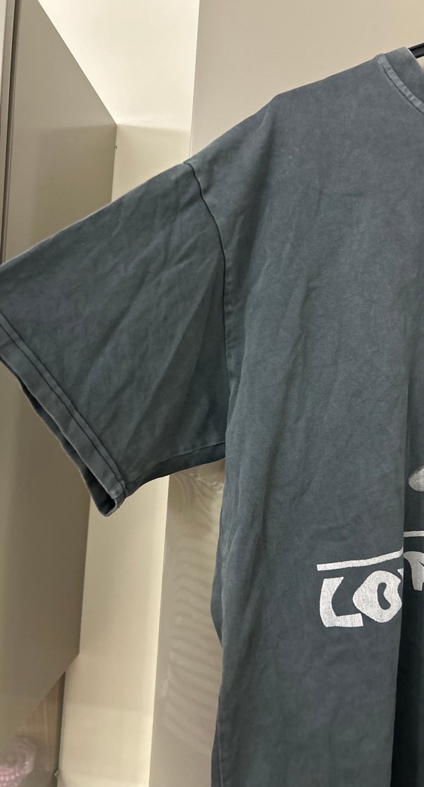 Gri Baskılı Erkek Keten Tişört - Görsel 4