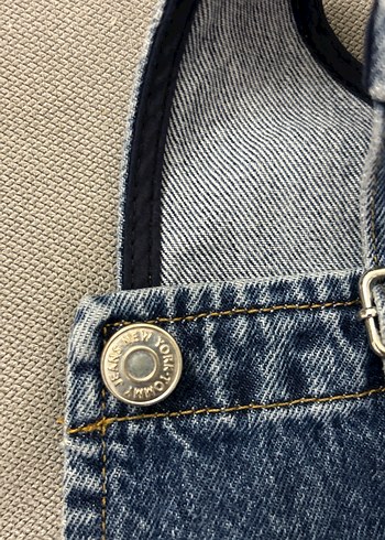 Kadın Lacivert Denim Kısa Salopet - Görsel 4