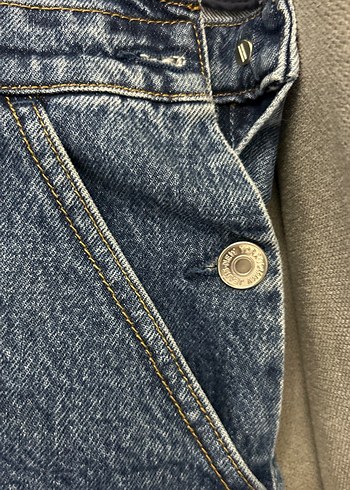 Kadın Lacivert Denim Kısa Salopet - Görsel 2