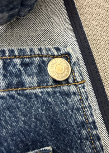 Kadın Lacivert Denim Kısa Salopet - Görsel 5